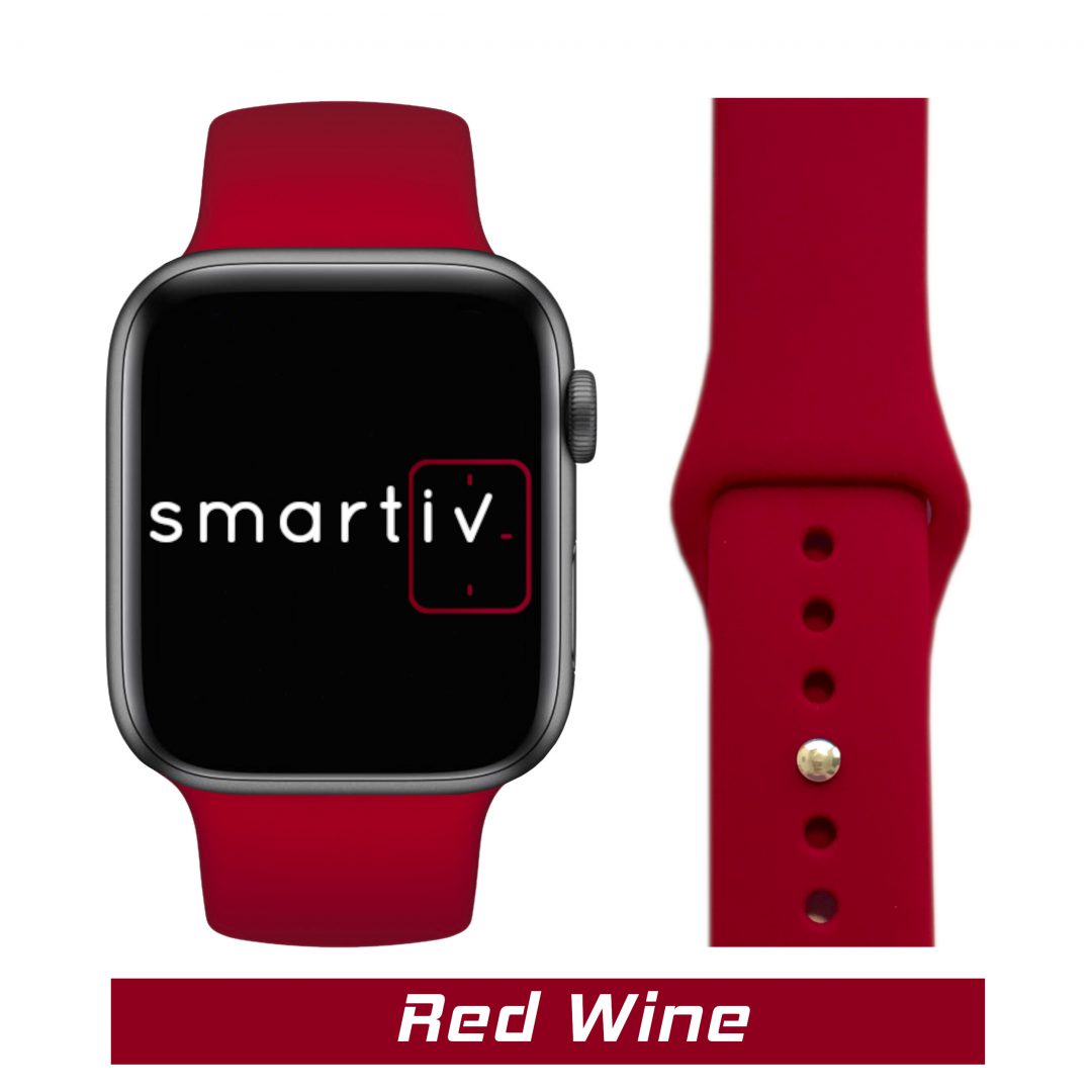 Sport Band Apple Watch Red Wine Colour Face View