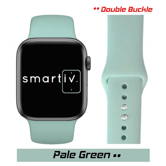Sport Band Double Buckle Apple Watch Strap Pale Green Colour Face View