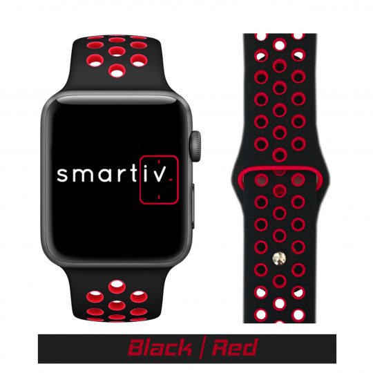 Sport Band Active Apple Watch Black/Red Colour Face View