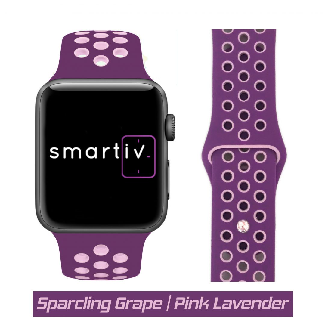 Sport Band Active Apple Watch Sparcling Grape/Pink Lavender Colour Face View