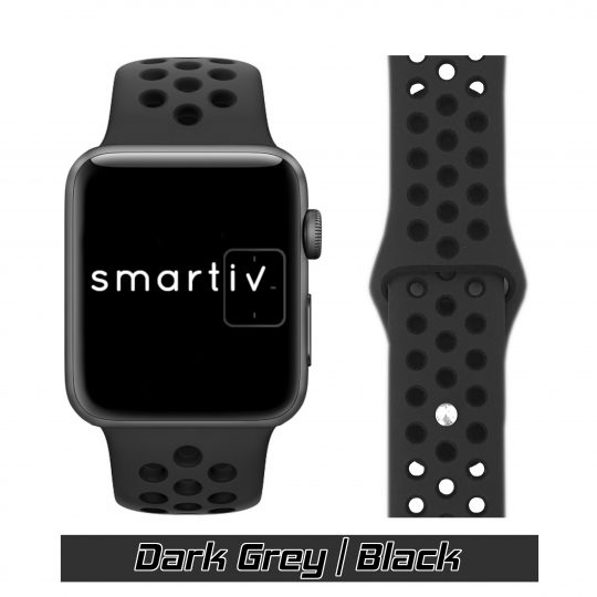 Sport Band Active Apple Watch Dark Grey/Black Colour Face View