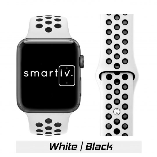 Sport Band Active Apple Watch White/Black Colour Face View