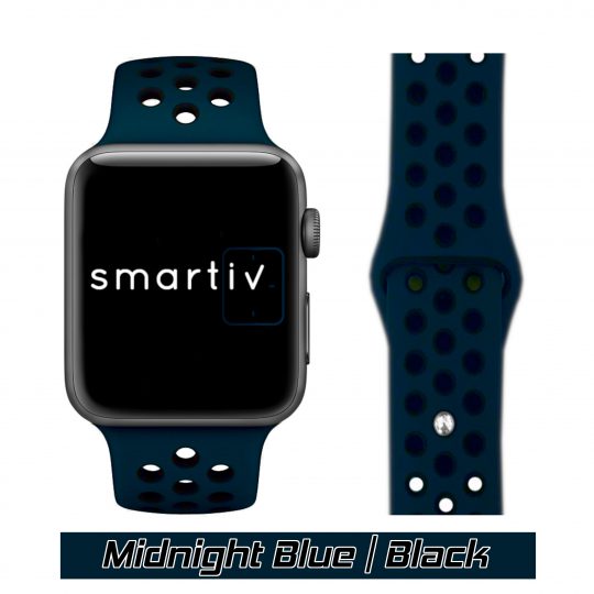 Sport Band Active Apple Watch Midnight Blue/Black Colour Face View