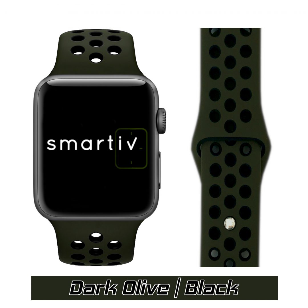 Sport Band Active Apple Watch Dark Grey/Black Colour Face View