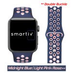 Midnight Blue/Light Pink Rose Sports Silicone Band for Apple Watch