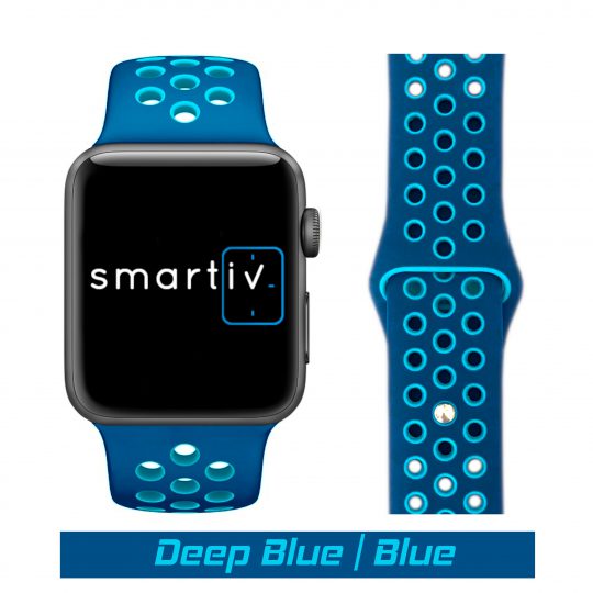 Sport Band Active Apple Watch Deep Blue/Blue Colour Face View