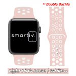 Light Pink Rose/White Sports Silicone Band for Apple Watch