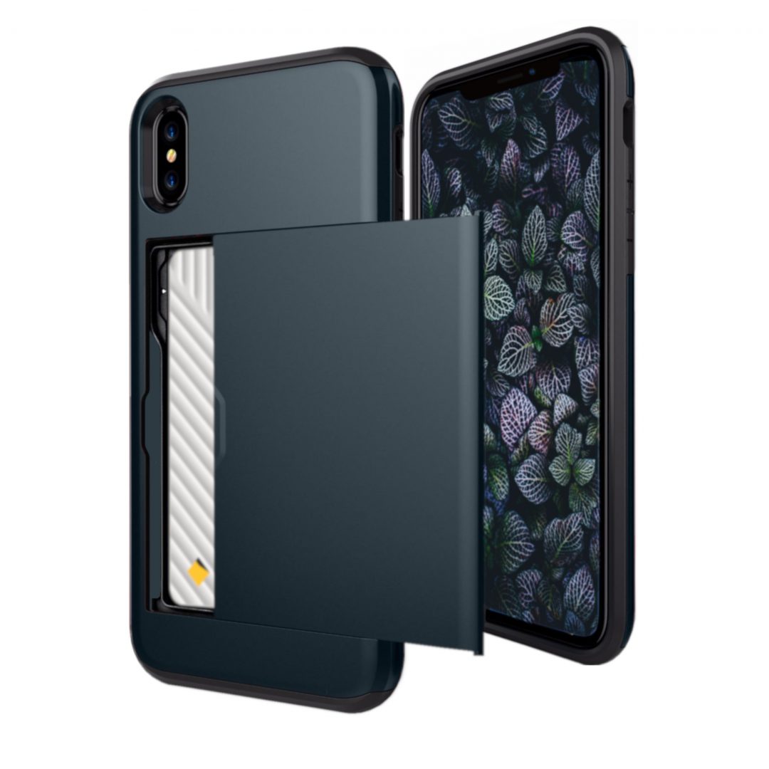 Case Wallet for iPhone X Xs Max XR Dark Blue Colour Face View