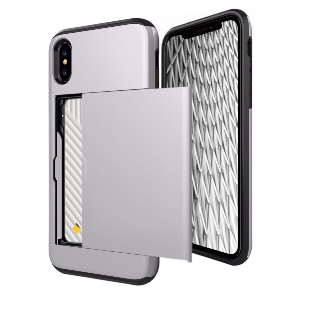 Case Wallet for iPhone X Xs Max XR Silver Colour Face View