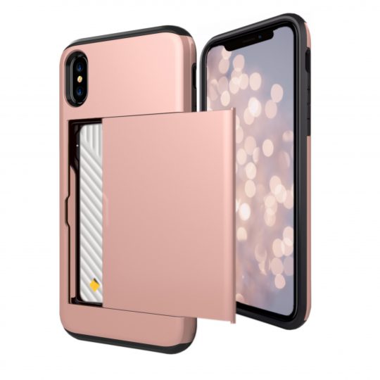 Case Wallet for iPhone X Xs Max XR Rose Gold Colour Face View
