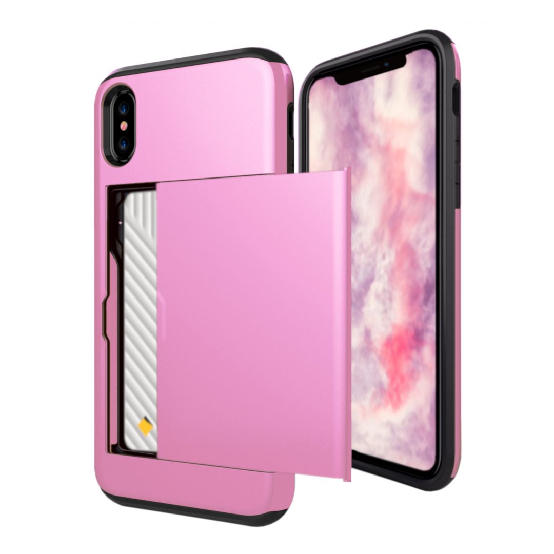 Case Wallet for iPhone X Xs Max XR Pink Colour Face View