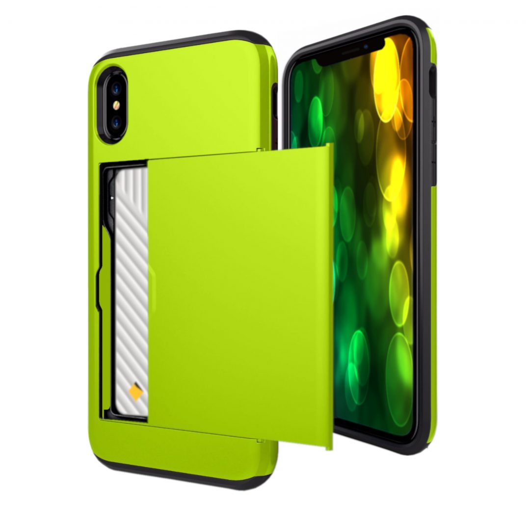 Case Wallet for iPhone X Xs Max XR Green Colour Face View