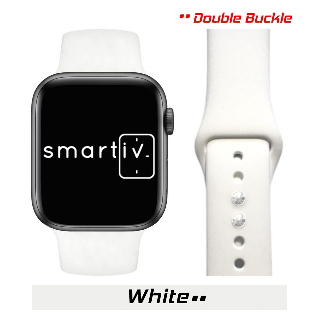 Sport Band Double Buckle Apple Watch Strap White Colour Face View