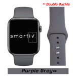 Purple Grey Double Buckle Classic Silicone Band for Apple Watch