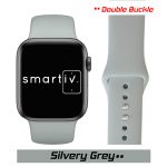 Silvery Grey Double Buckle Classic Silicone Band for Apple Watch