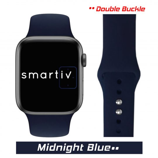 Sport Band Double Buckle Apple Watch Strap Midnight Blue Colour Face View