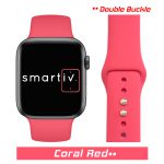 Coral Red Double Buckle Classic Silicone Band for Apple Watch
