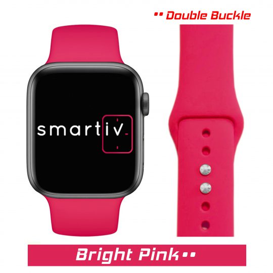 Sport Band Double Buckle Apple Watch Strap Bright Pink Colour Face View