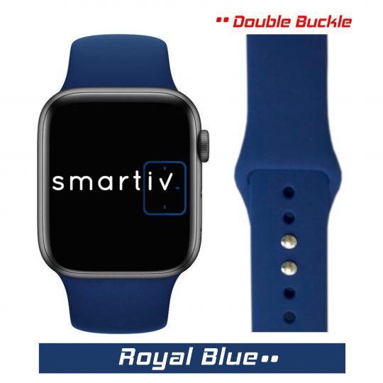 Sport Band Double Buckle Apple Watch Strap Royal Blue Colour Face View