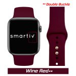 Wine Red Double Buckle Classic Silicone Band for Apple Watch