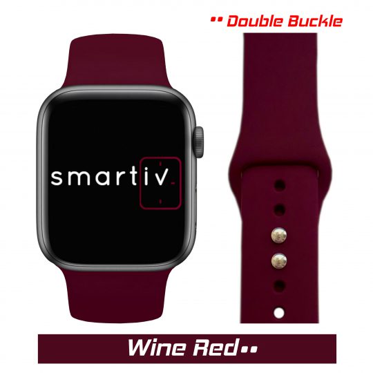 Sport Band Double Buckle Apple Watch Strap Wine Red Colour Face View