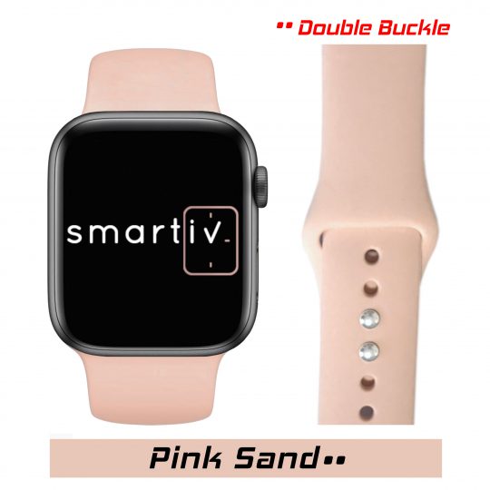 Sport Band Double Buckle Apple Watch Strap Pink Sand Colour Face View