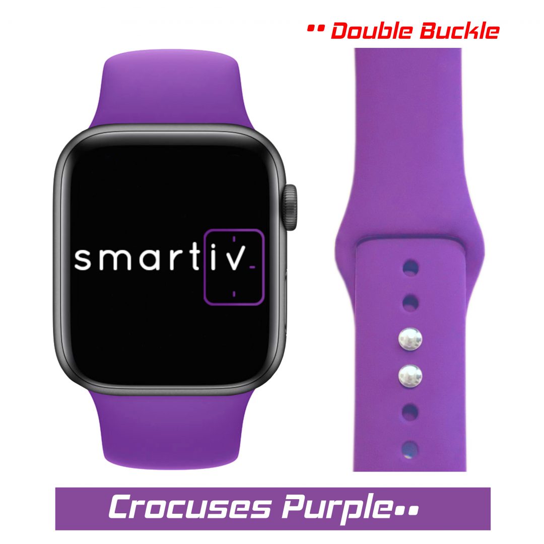 Sport Band Double Buckle Apple Watch Strap Crocuses Purple Colour Face View