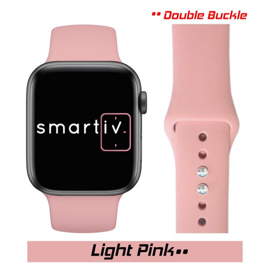 Sport Band Double Buckle Apple Watch Strap Light Pink Colour Face View