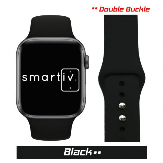 Sport Band Double Buckle Apple Watch Strap Black Colour Face View
