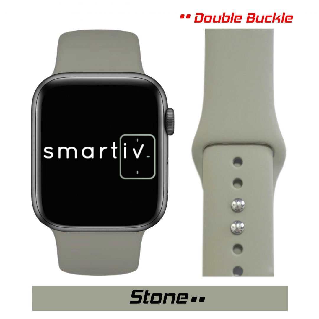 Sport Band Double Buckle Apple Watch Strap Stone Colour Face View
