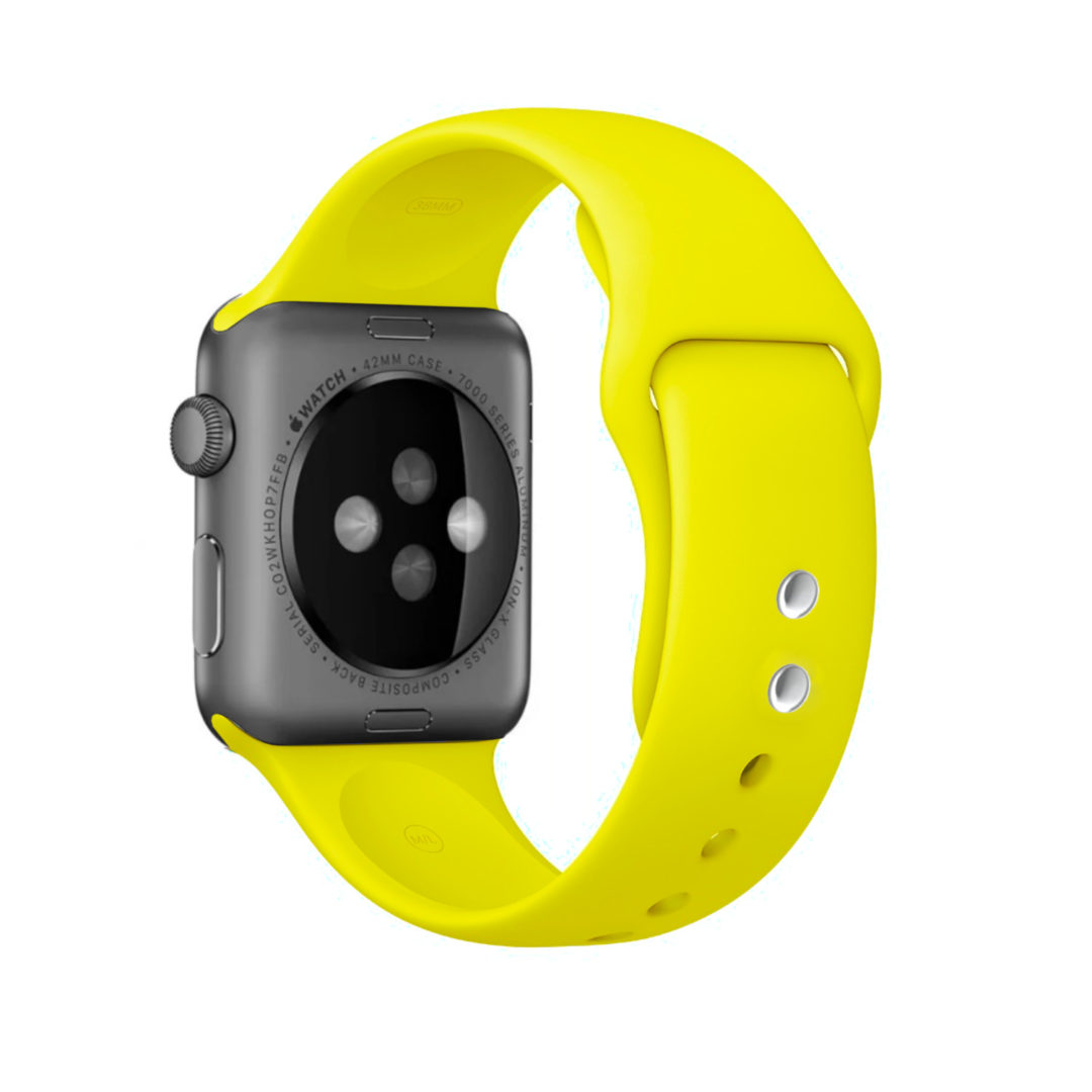 Sport Band Double Buckle Apple Watch Strap Lemon Yellow Colour Back View