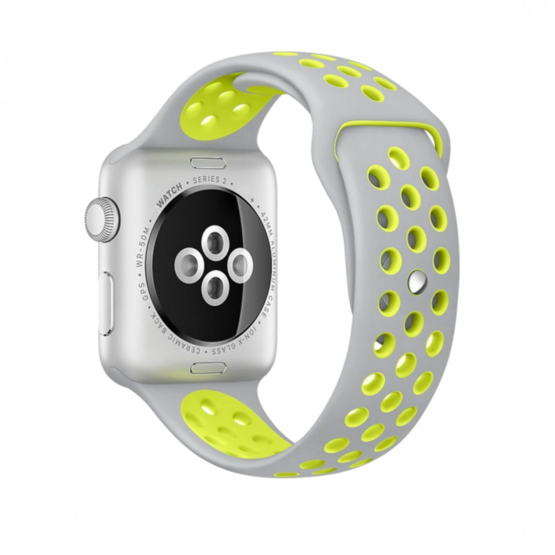 Sport Band Active Apple Watch Light Grey/Lemon Yellow Colour Back View