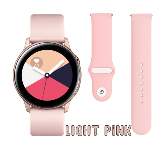 Silicone Pin Samsung Galaxy Watch Strap Light Pink Colour Face View
