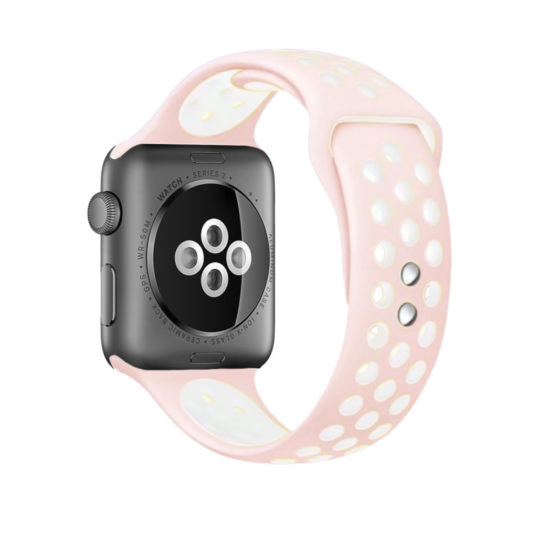 Sport Band Active Double Buckle Apple Watch Light Pink Rose/White Colour Back View
