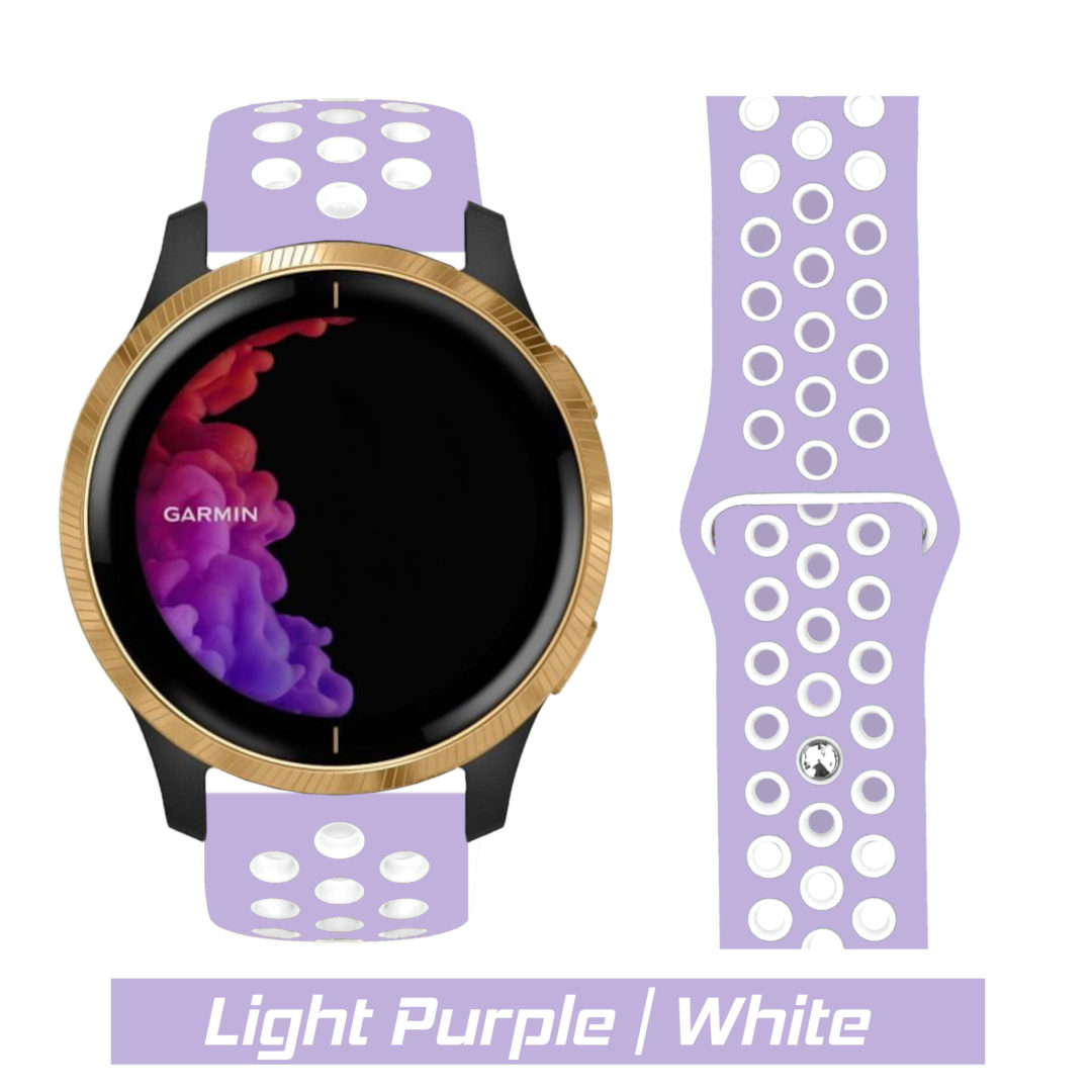 Sport Active Garmin Watch Strap Light Purple/White Colour Face View