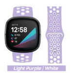 Light Purple/White Silicone Pin Band for Fitbit VERSA Watch