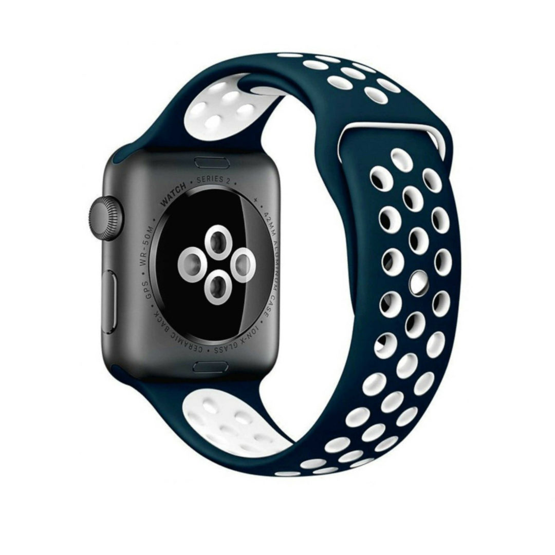 Sport Band Active Apple Watch Midnight Blue/White Colour Back View