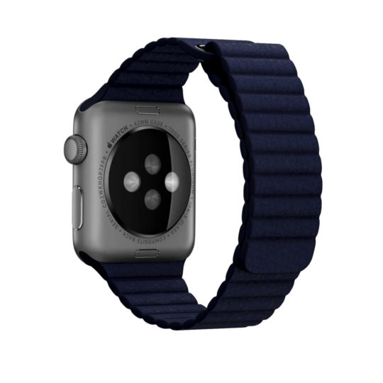 Leather Link Apple Watch Strap Midnight Blue Colour Back View