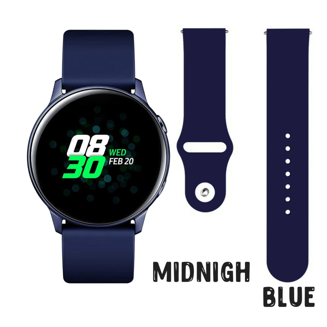Silicone Pin Samsung Galaxy Watch Strap Midnight Blue Colour Face View