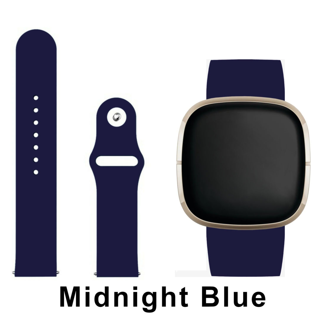 Silicone Pin Fitbit Watch Strap Midnight Blue Colour Face View