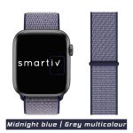 Midnight Blue/Grey Multicolour Nylon Hook-and-Loop for Apple Watch Band