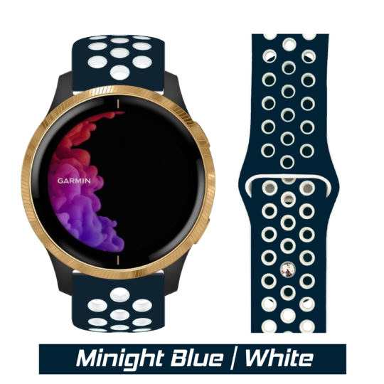Sport Active Garmin Watch Strap Midnight Blue/White Colour Face View