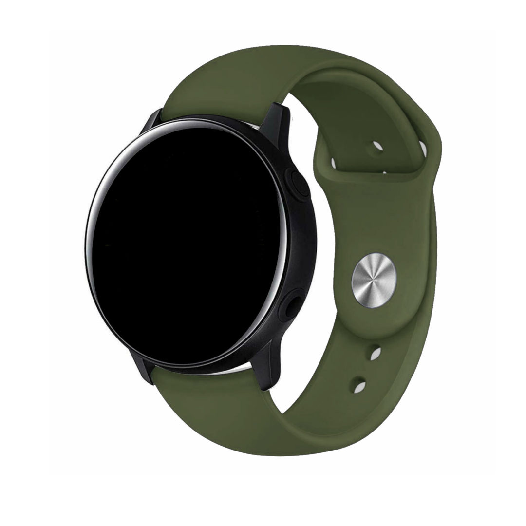 Silicone Pin Samsung Galaxy Watch Strap Olive Green Colour Back View