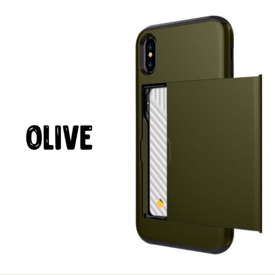 Case Wallet for iPhone X Xs Xs Max XR Olive Colour Back View