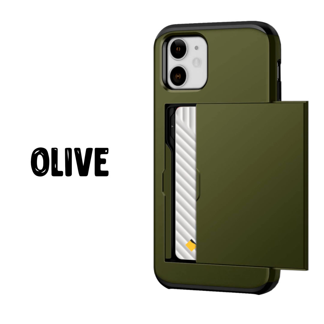 Case Wallet for iPhone 12 Mini Pro Max Olive Colour Back View