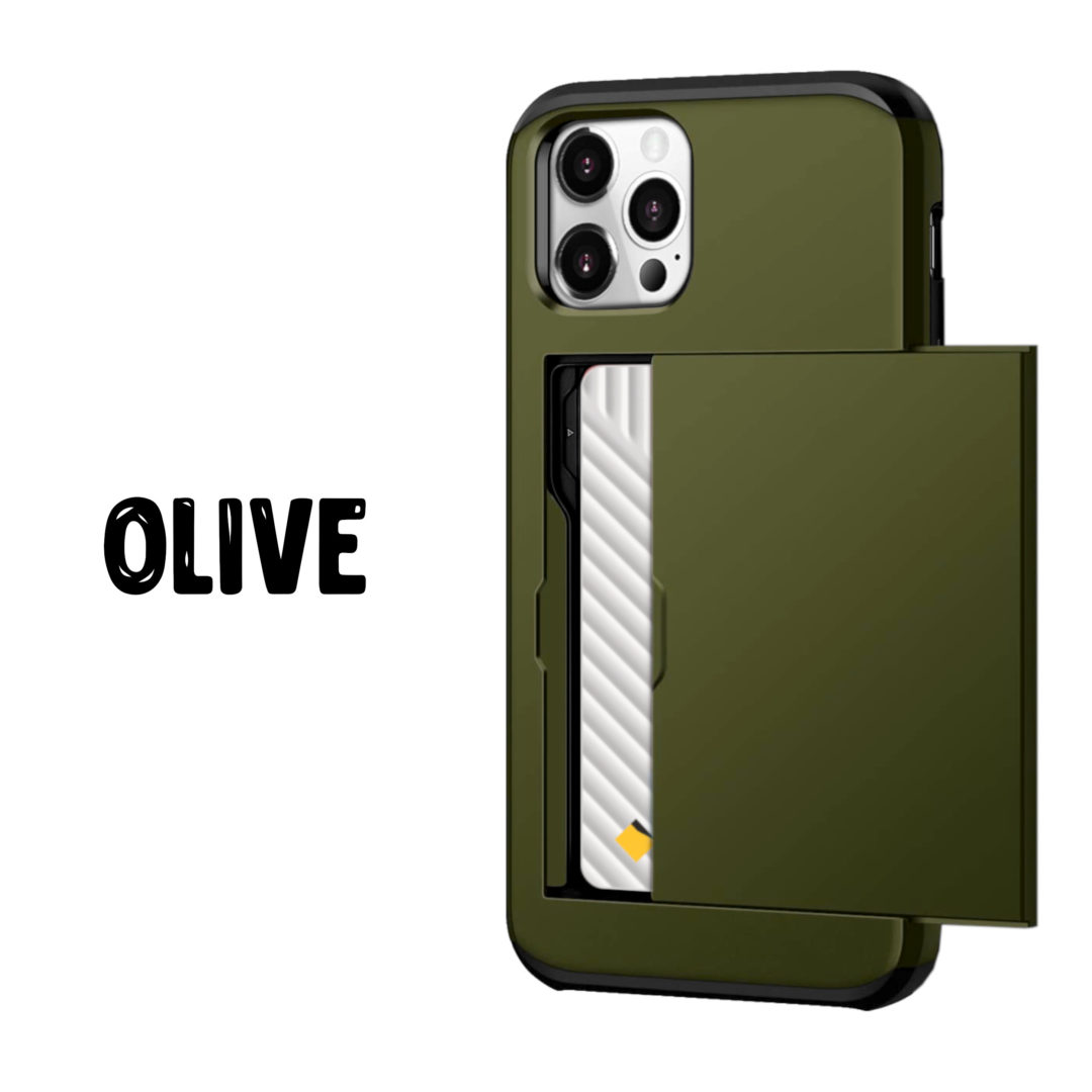 Case Wallet for iPhone 13 Mini Pro Max Olive Colour Back View