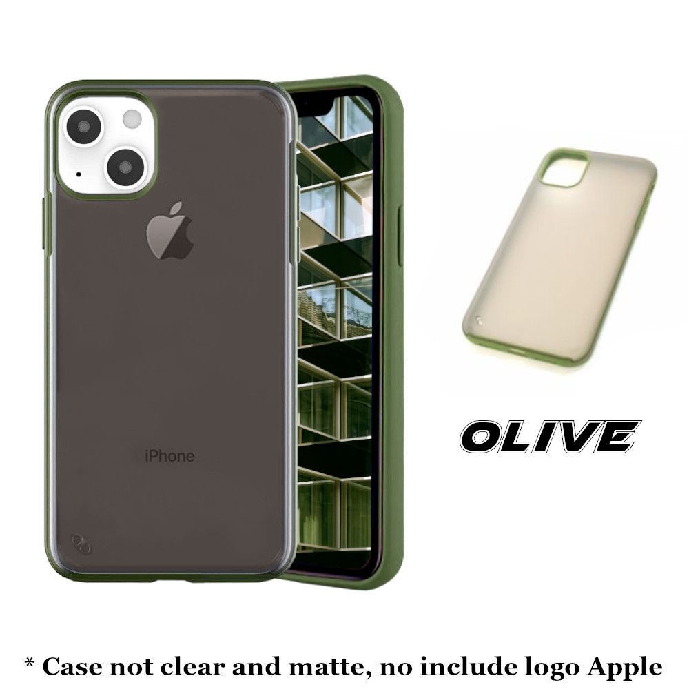 Case Slim for iPhone 13 Mini Pro Max Olive Colour Back View