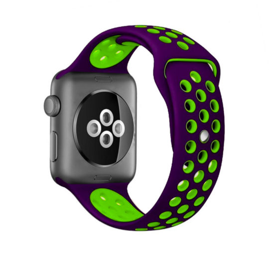Sport Band Active Apple Watch Purple/Fluorescent Green Colour Back View