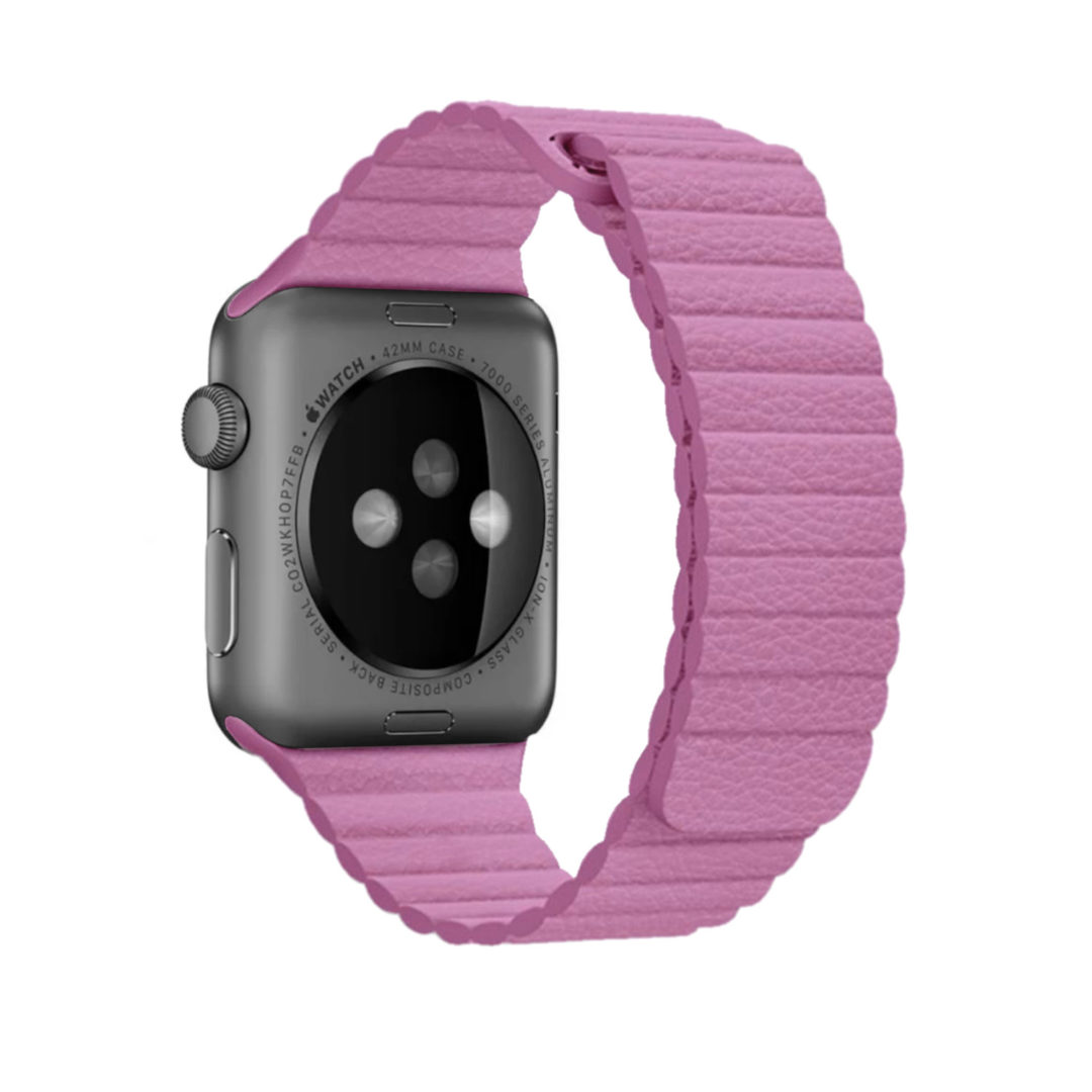 Leather Link Apple Watch Strap Pink Colour Back View