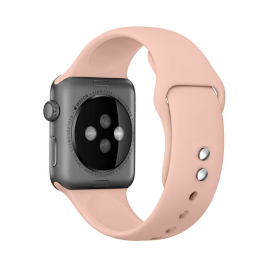 Sport Band Double Buckle Apple Watch Strap Pink Sand Colour Back View